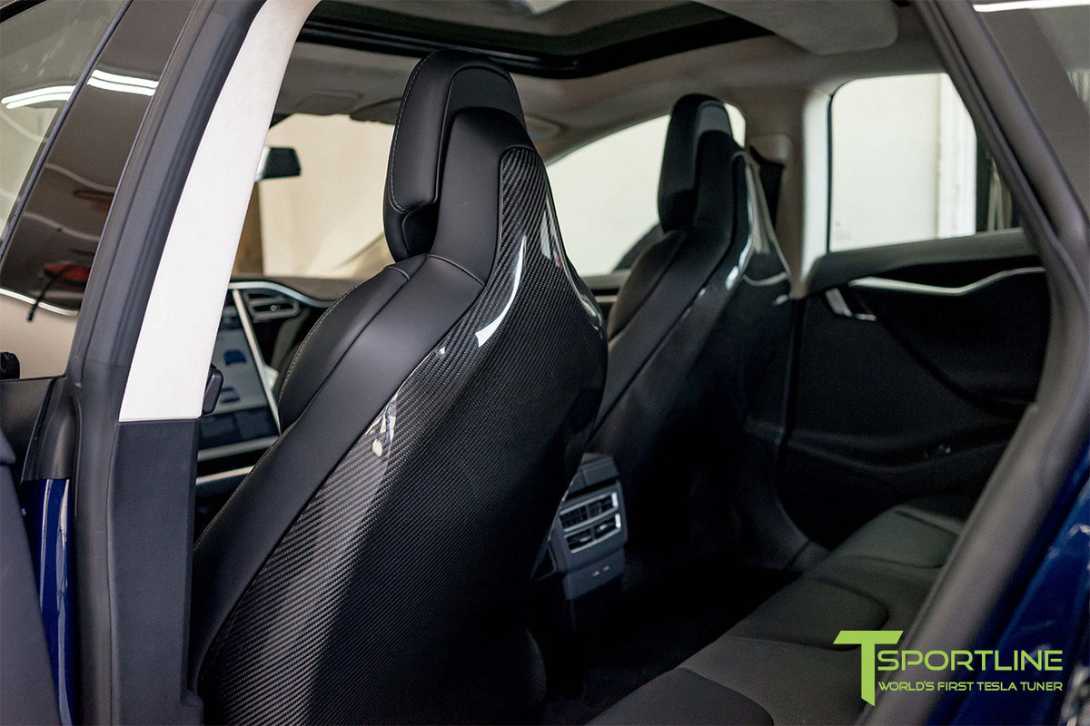 Tesla Model S 2.0 Gloss Carbon Fiber Seatback by T Sportline