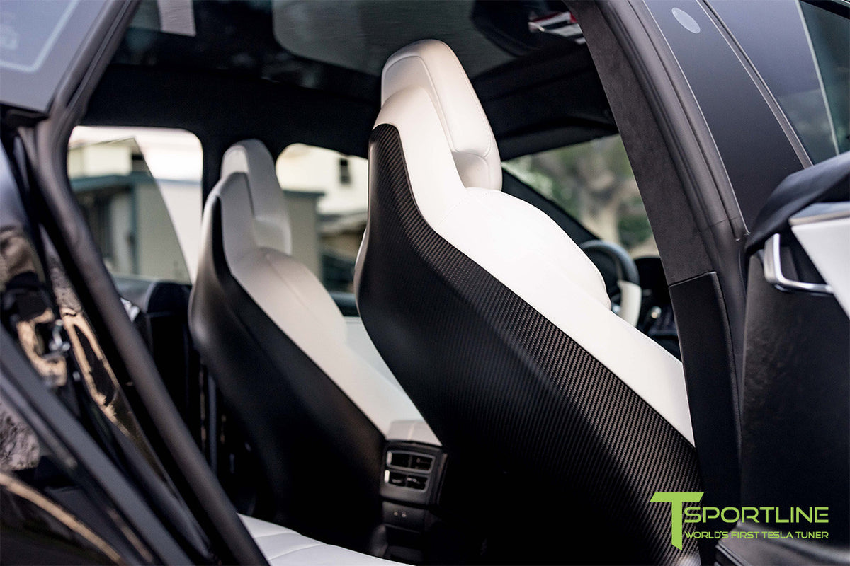 Tesla Model S 2.0 Matte Carbon Fiber Seatback by T Sportline