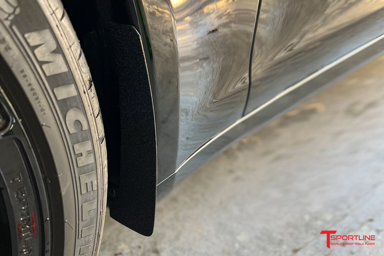 Tesla Model S Carbon Fiber Mud Flaps (Set of 4) - Updated Design