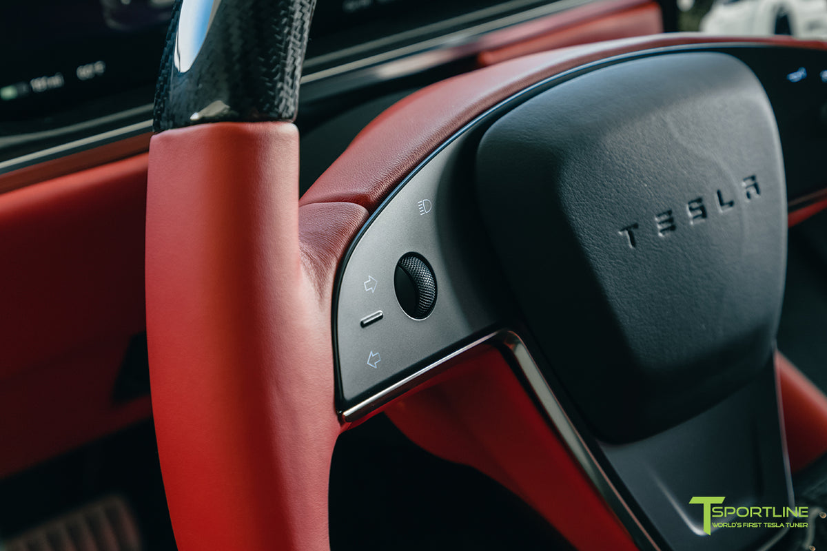 Model S / X Plaid &amp; Long Range Yoke Replacement 360 Carbon Fiber Steering Wheel