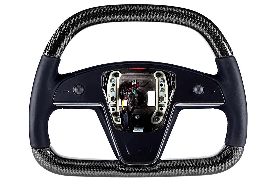 Model S / X Plaid & Long Range Yoke Replacement 360 Carbon Fiber