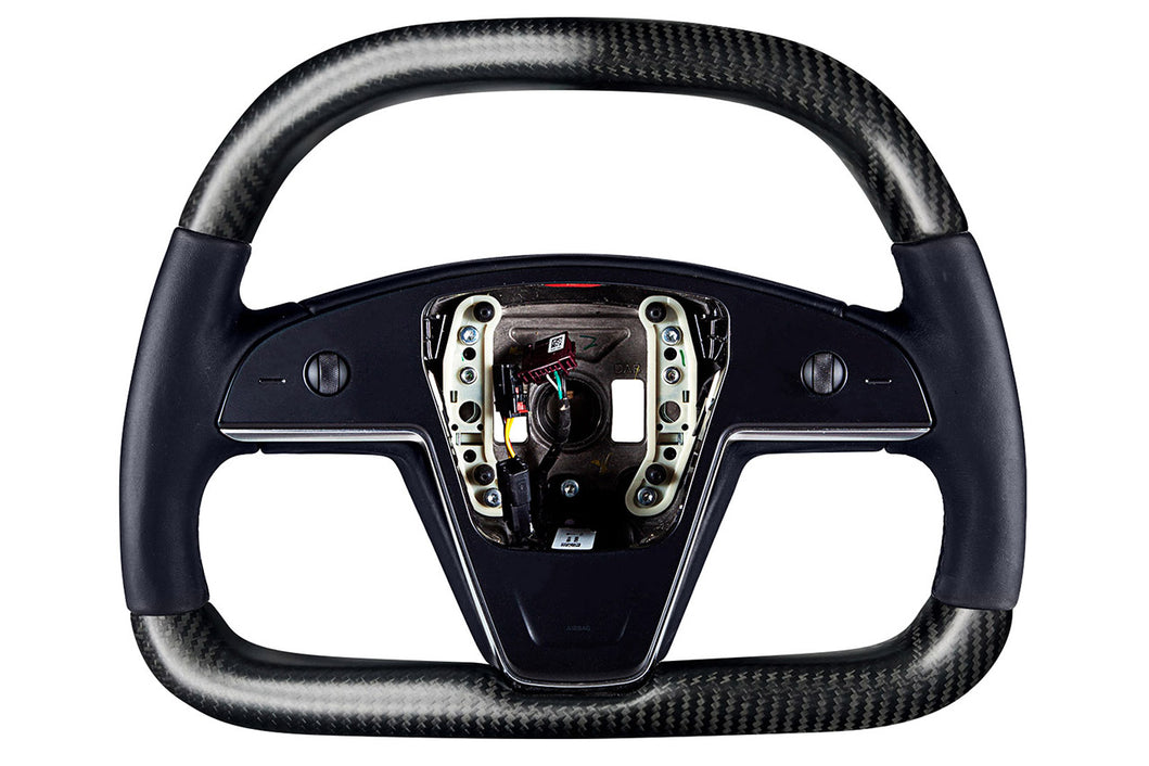 Model S / X Plaid & Long Range Yoke Replacement 360 Carbon Fiber