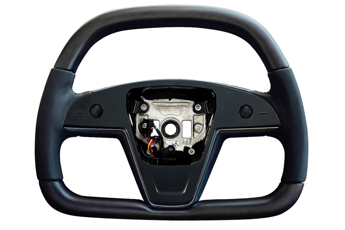 Model S / X Plaid &amp; Long Range Yoke Replacement 360 Ebony Steering Wheel