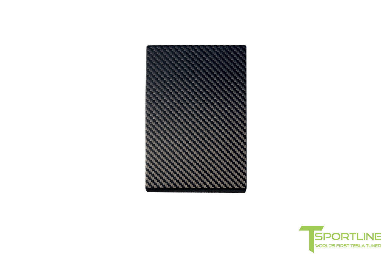 Tesla Carbon Fiber Center Console Flip Door and Sliding Tray Panel Set