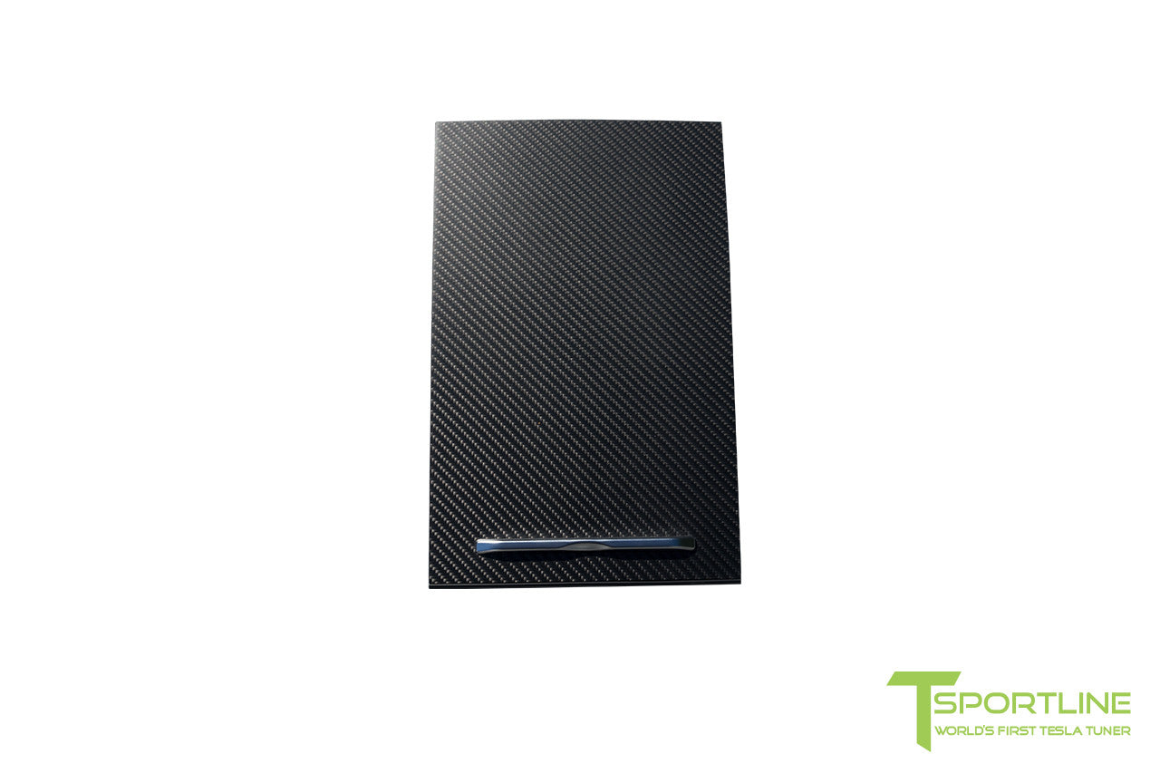 Tesla Carbon Fiber Center Console Flip Door and Sliding Tray Panel Set