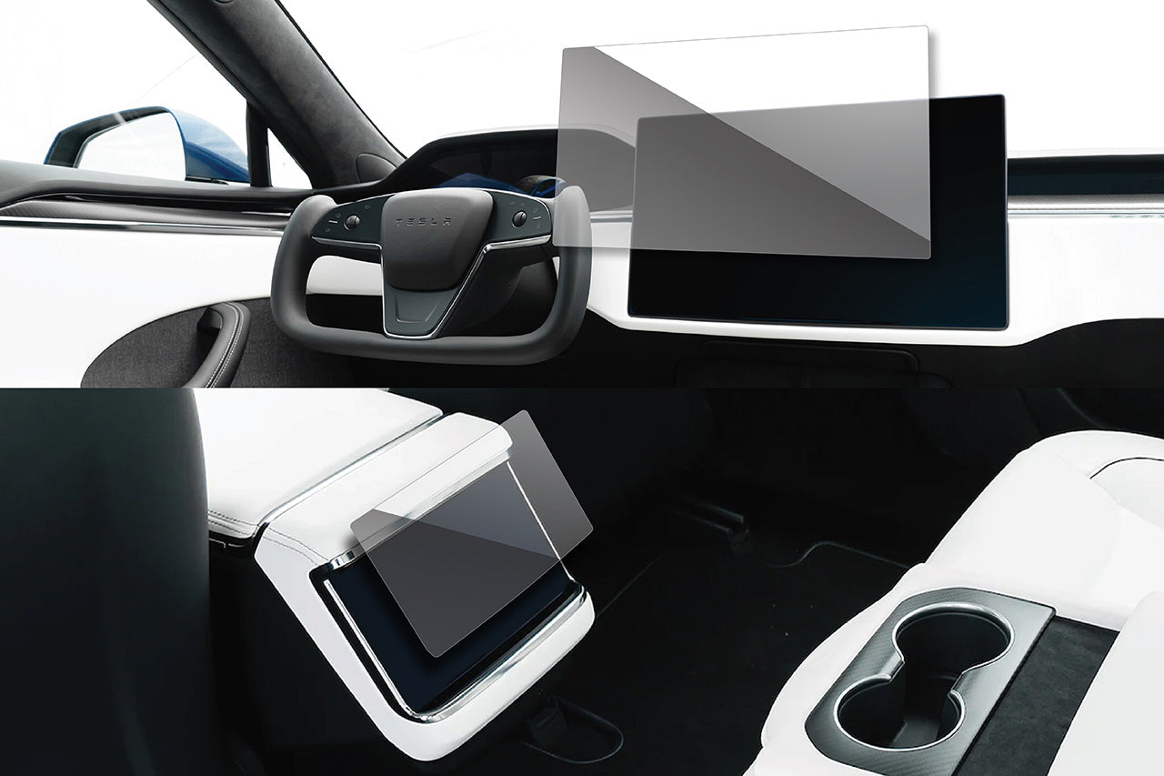 Tesla Model S / X Screen Protector (3 pack) High Definition Clear Shields (Front Center and Rear Touchscreens)