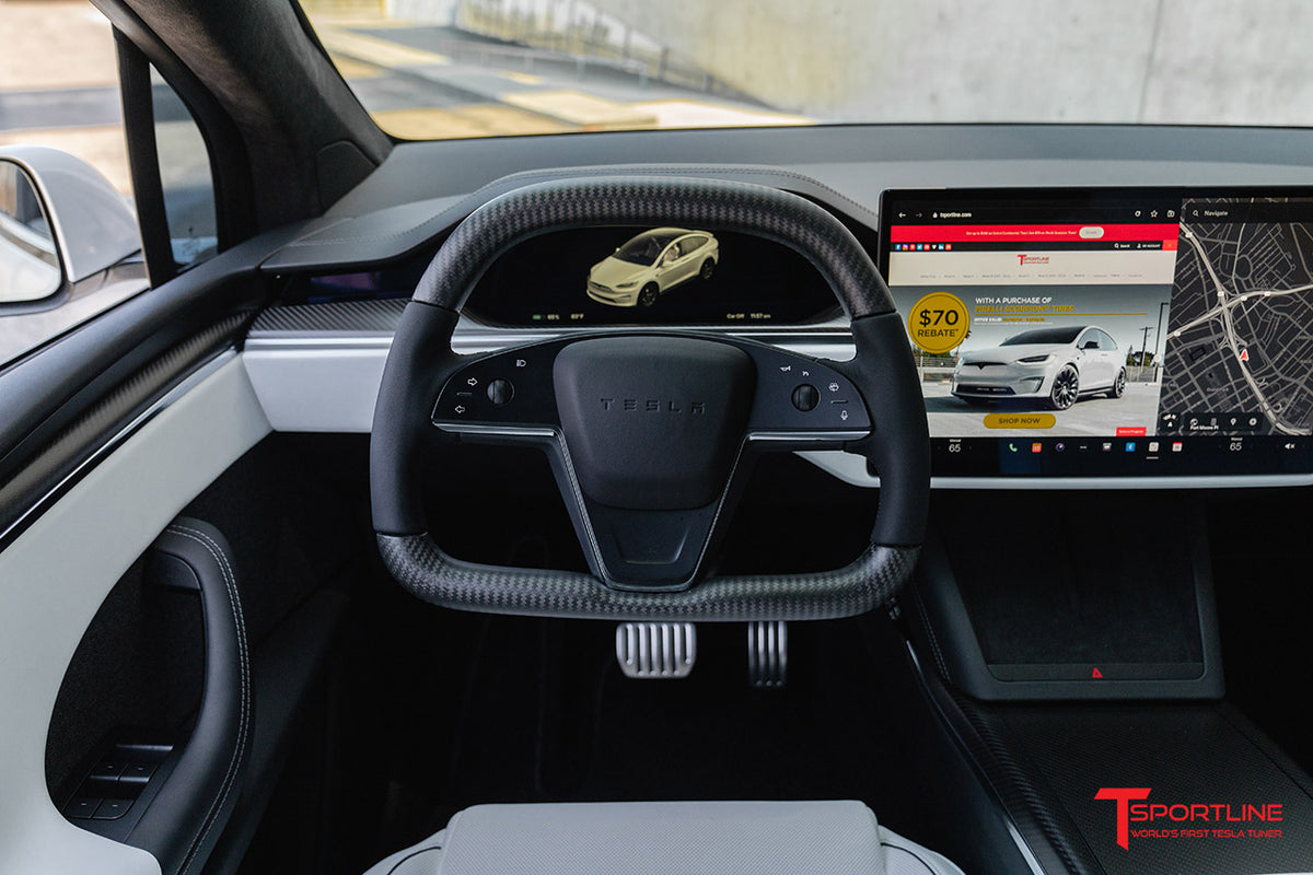 Tesla Model S Yoke Replacement 360 Carbon Fiber Steering Wheel
