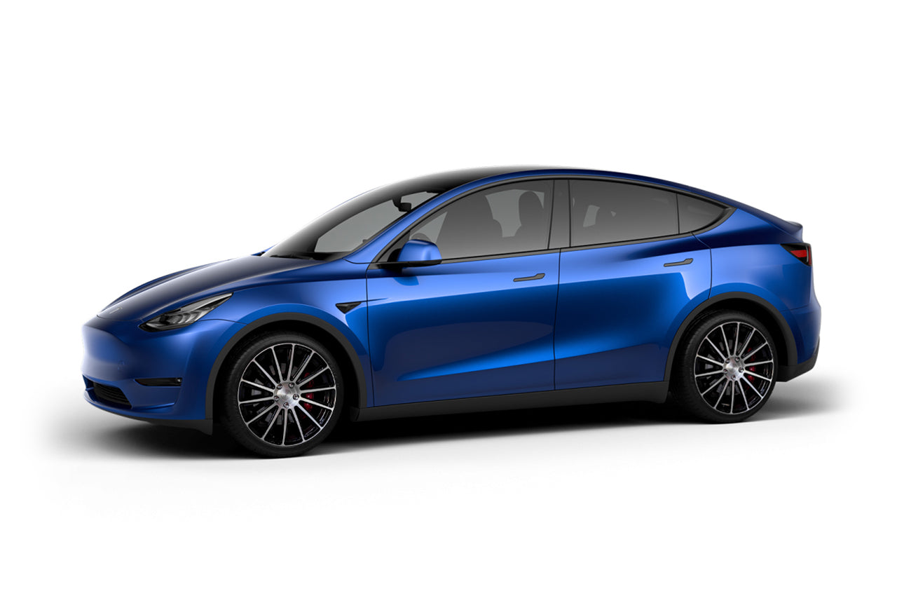 Deep Blue Metallic Tesla Model Y 21 inch Forged Tesla Aftermarket Wheels