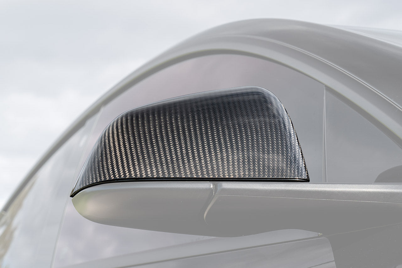 Tesla Model Y Precision Carbon Fiber Side Mirror Caps (Set of 2 Covers)
