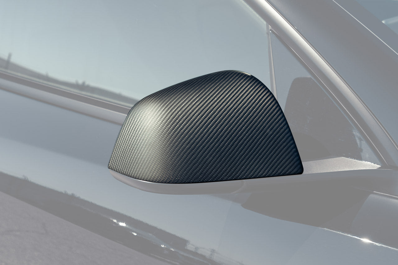 Tesla Model Y Precision Carbon Fiber Side Mirror Caps (Set of 2 Covers)