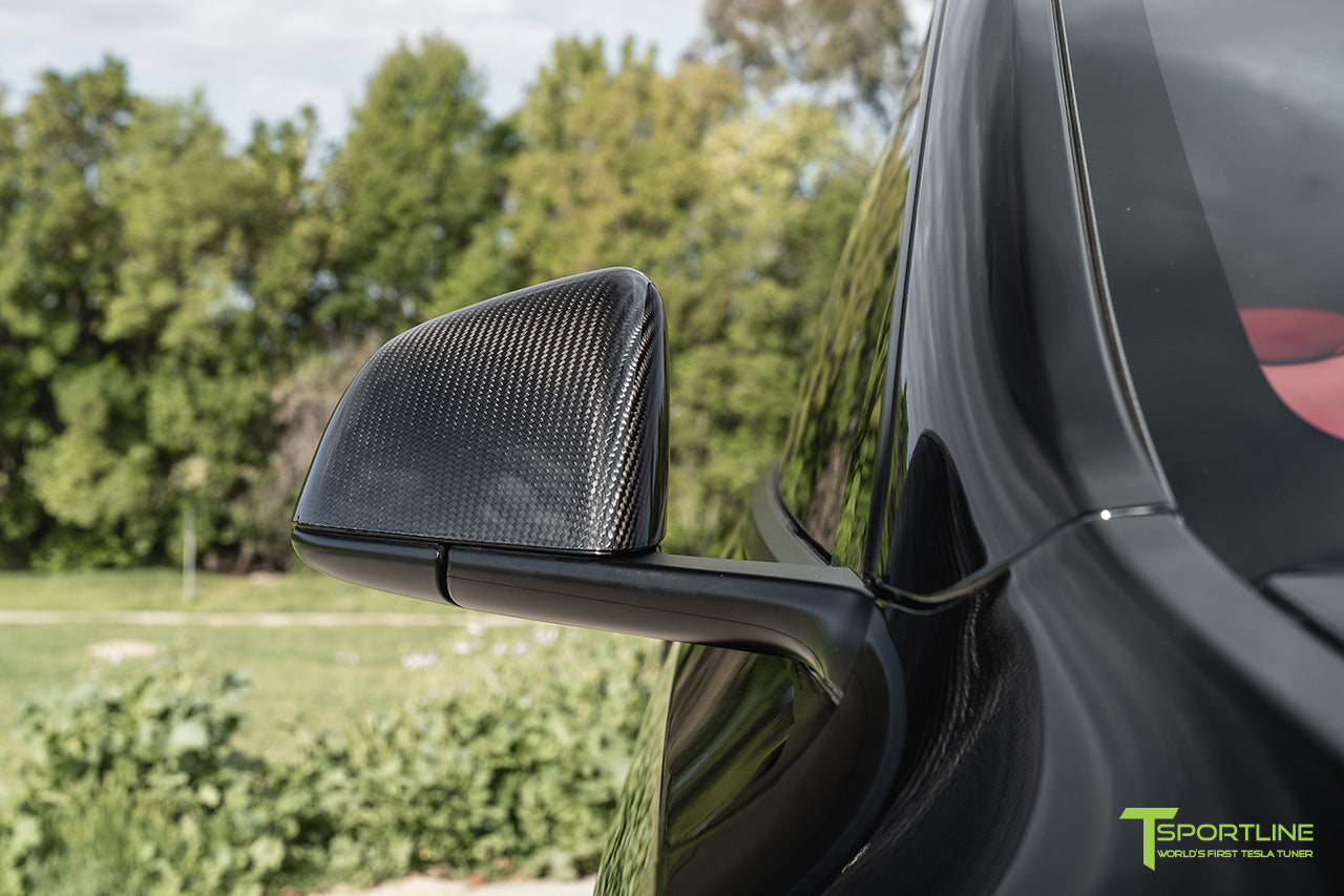 Tesla Model Y Precision Carbon Fiber Side Mirror Caps (Set of 2 Covers)
