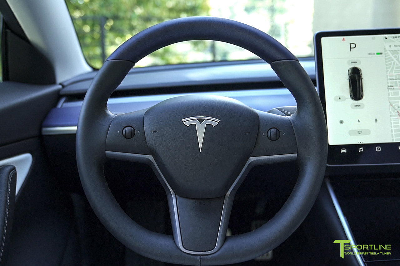 Tesla Model Y Carbon Fiber Steering Wheel Trim Appliqués (Set of 3) - T  Sportline - Tesla Model S, 3, X & Y Accessories