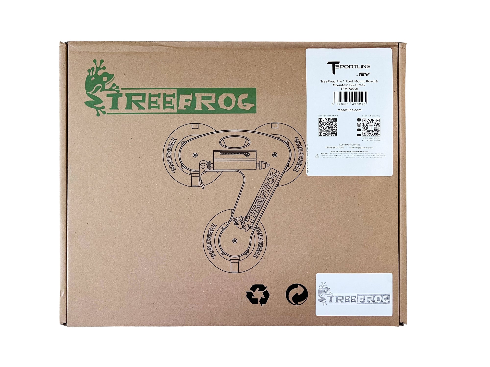 Tesla Vacuum Cup Quick Mount Roof Road & Mountain Bike TreeFrog Pro 1 Single Carrier Rack - One Bicycle