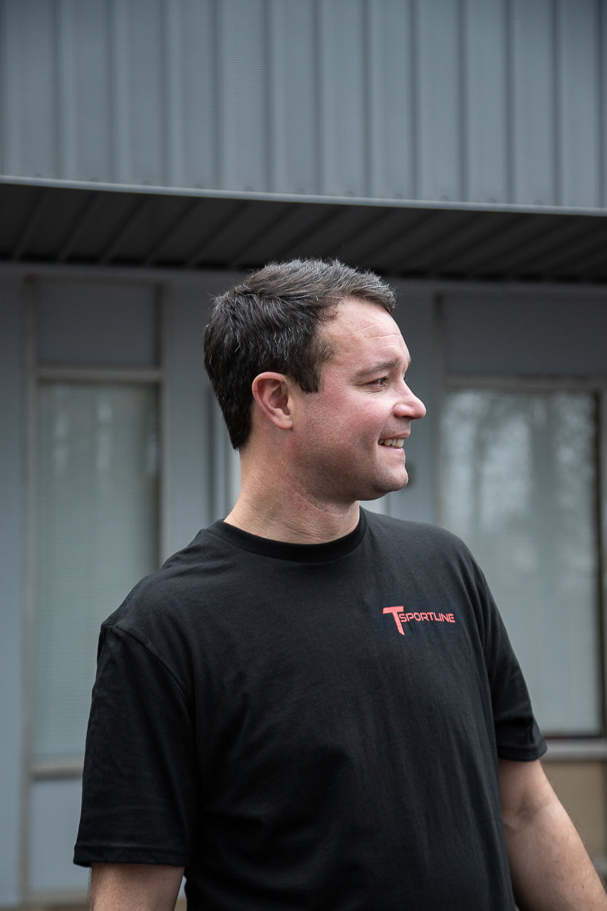 Tesla "We Charge Happiness" Black Crew Neck T-Shirt by T Sportline