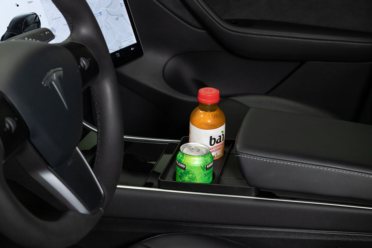 Model 3 / Y Rattle-Free Drink / Cup Holder &amp; Key Tray Insert - Soft Molded &amp; Removable / Washable